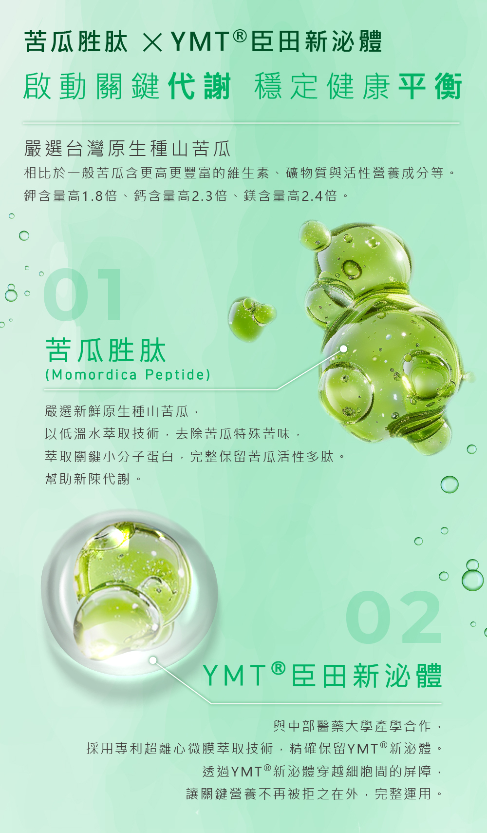 買1送1【臣田】頂級苦瓜胜肽膠囊(30粒/盒)|苦瓜胜肽|專利YMTⓇ添加 商品介紹